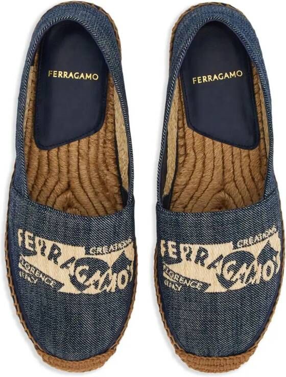 Ferragamo logo-embroidered denim espadrilles Blue