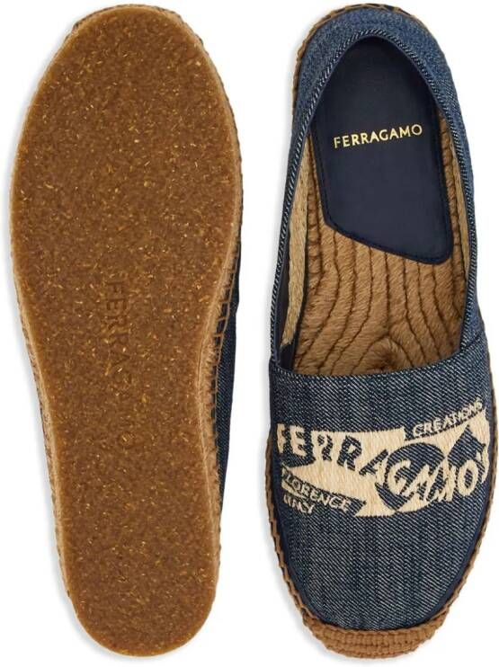 Ferragamo logo-embroidered denim espadrilles Blue