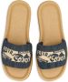 Ferragamo logo-embroidered denim slides Blue - Thumbnail 4