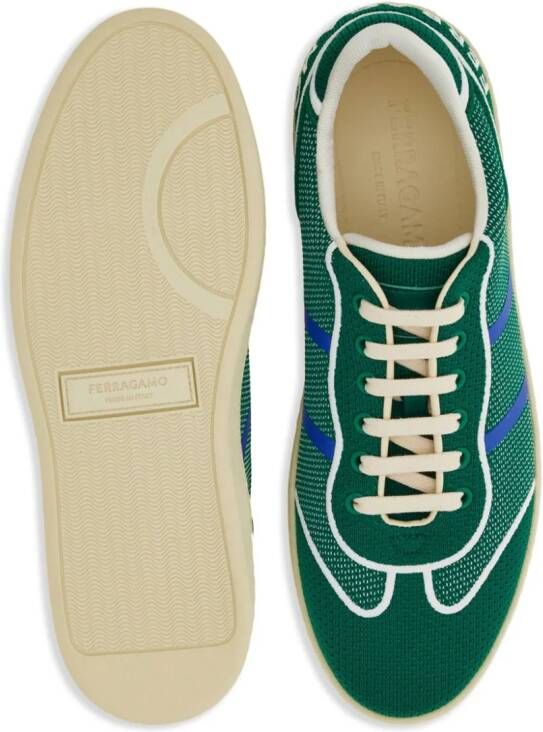Ferragamo logo-embroidered panelled sneakers Green