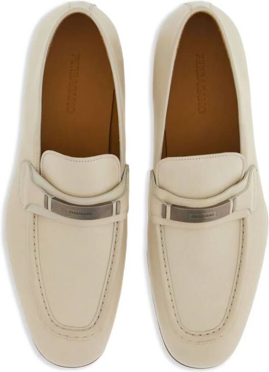 Ferragamo logo-engraved leather loafers White