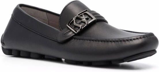 Ferragamo logo-plaque leather loafers Black