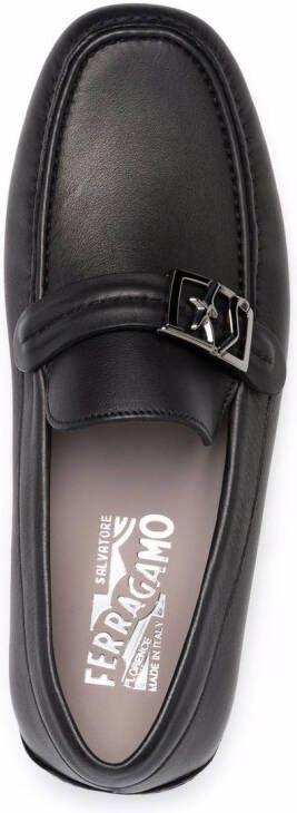 Ferragamo logo-plaque leather loafers Black
