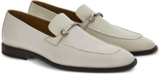 Ferragamo logo-plaque leather loafers White