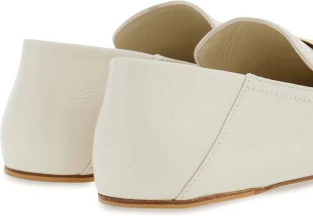 Ferragamo logo-plaque leather loafers White