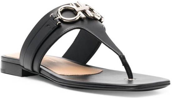 Ferragamo logo-plaque leather sandals Black