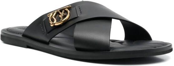 Ferragamo logo-plaque leather sandals Black