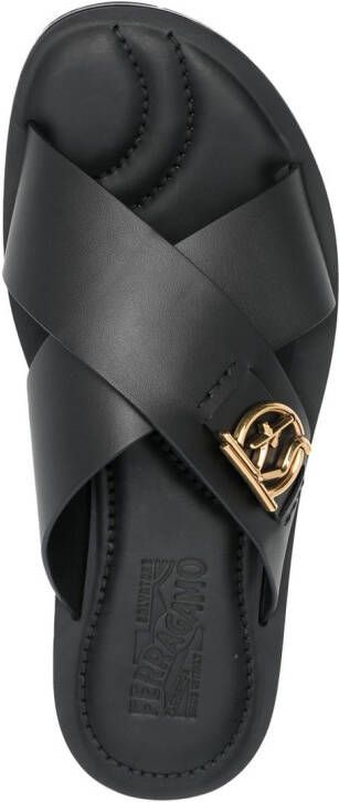 Ferragamo logo-plaque leather sandals Black