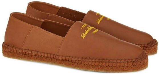 Ferragamo logo-print espadrilles Brown