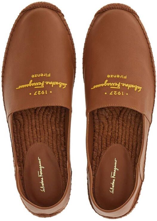 Ferragamo logo-print espadrilles Brown