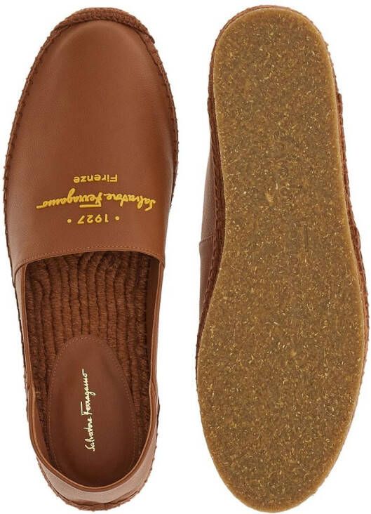 Ferragamo logo-print espadrilles Brown