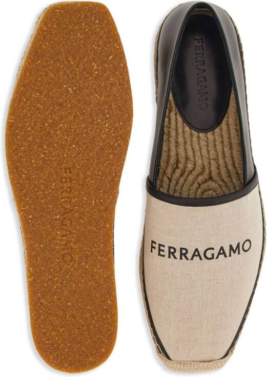 Ferragamo logo-print folding-heel espadrilles Neutrals