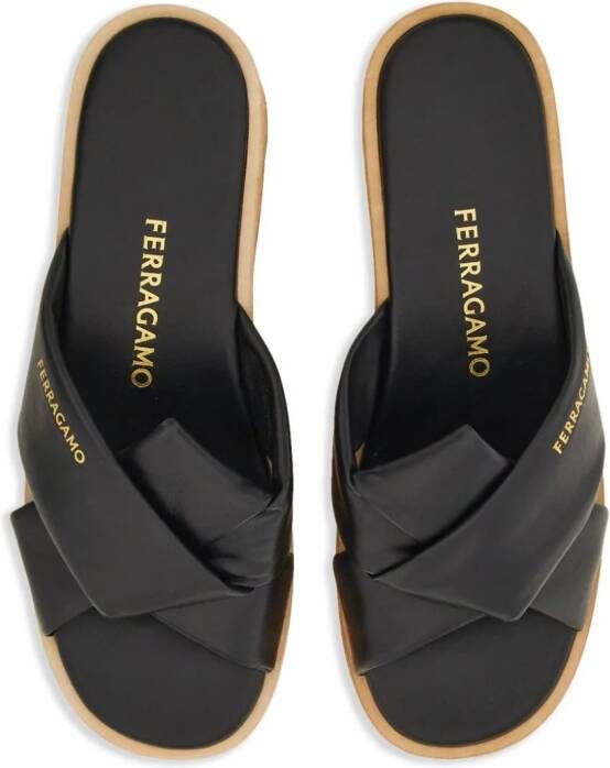 Ferragamo logo-print leather sandals Black