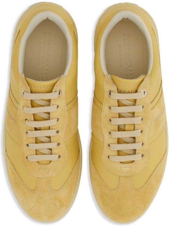 Ferragamo logo-print panelled sneakers Yellow