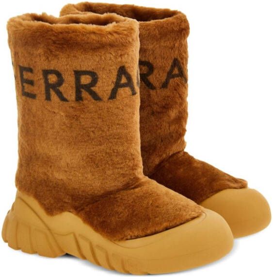 Ferragamo logo-print shearling boots Neutrals
