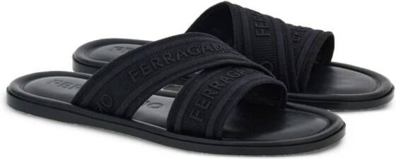 Ferragamo logo-print slip-on style slides Black