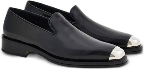 Ferragamo metal-toecap leather loafers Black