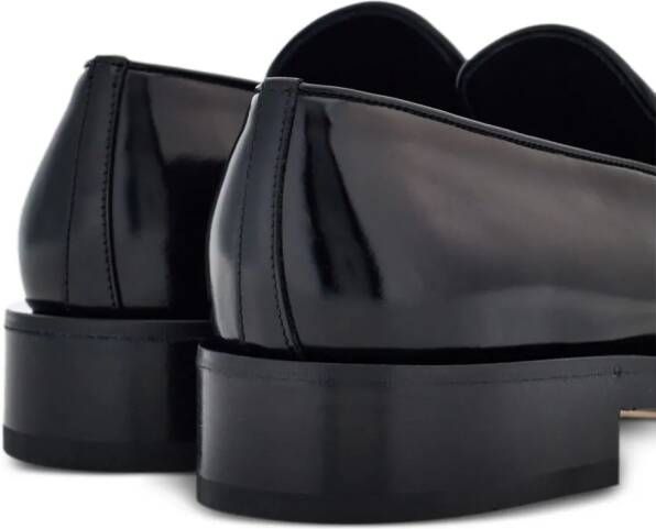 Ferragamo metal-toecap leather loafers Black