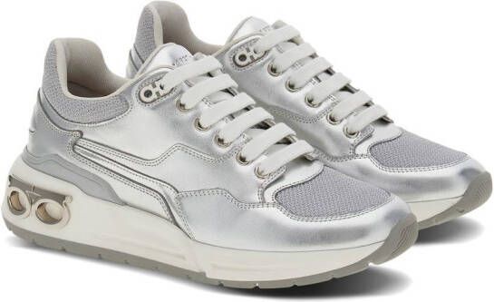 Ferragamo metallic leather sneakers Silver
