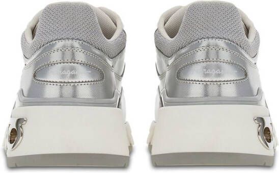 Ferragamo metallic leather sneakers Silver