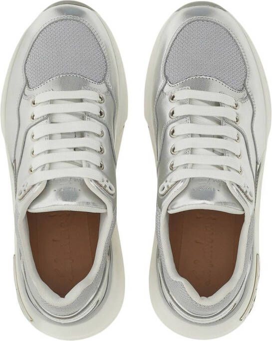 Ferragamo metallic leather sneakers Silver