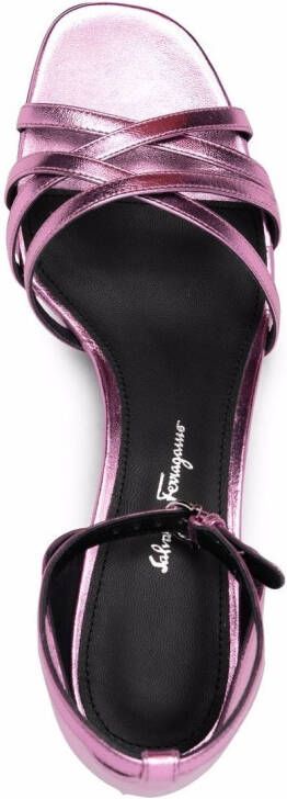 Ferragamo mirrored 60mm heel sandals Pink