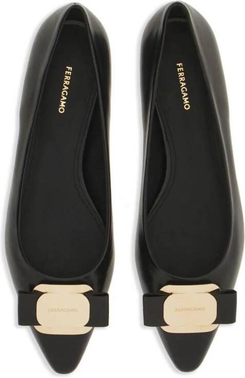 Ferragamo New Vara-bow lambskin ballerina shoes Black