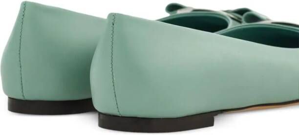 Ferragamo New Vara-bow lambskin ballerina shoes Green