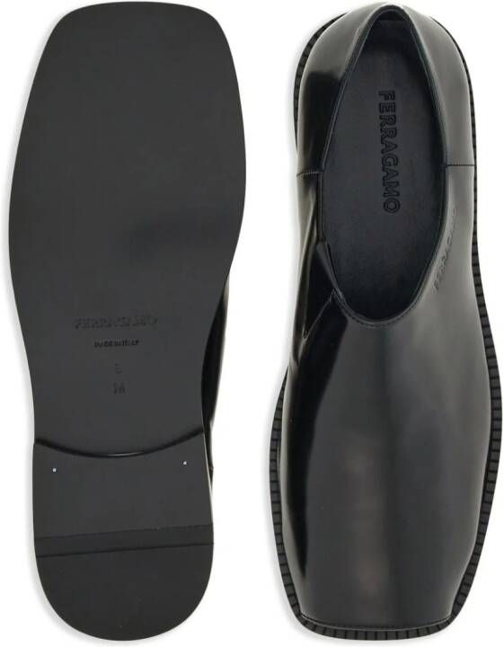 Ferragamo open-toe leather loafers Black