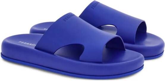Ferragamo open-toe leather slides Blue