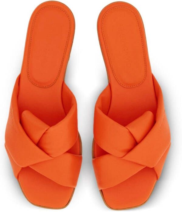 Ferragamo Origami knot-detail leather slides Orange