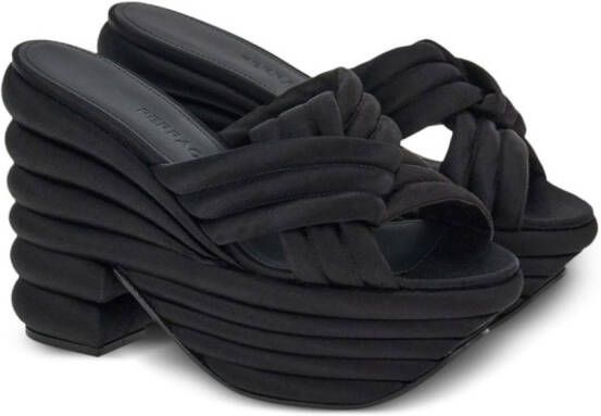 Ferragamo padded-design platform sandals Black