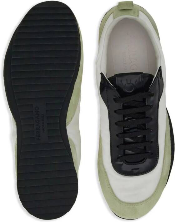 Ferragamo panelled lace-up sneakers Green