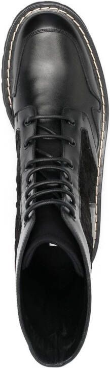Ferragamo panelled leather lace-up boots Black