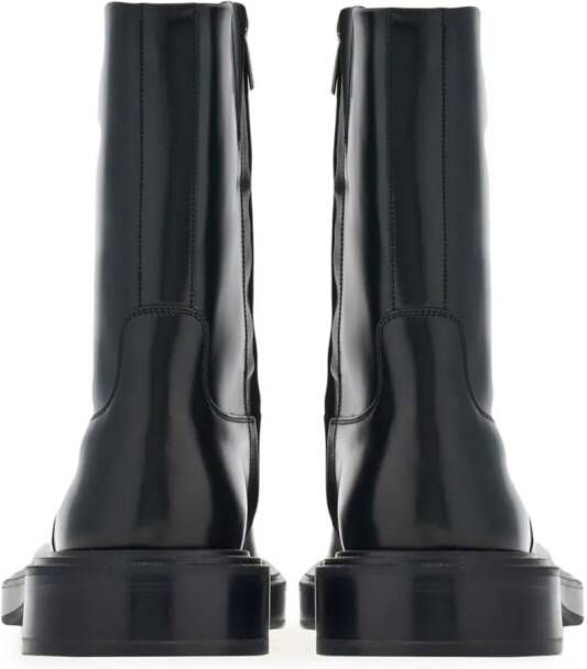 Ferragamo panelled patent-leather ankle boots Black