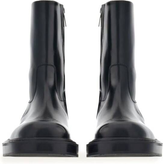 Ferragamo panelled patent-leather ankle boots Black