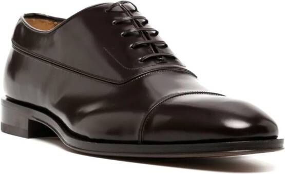 Ferragamo patent-finish leather Oxford shoes Brown