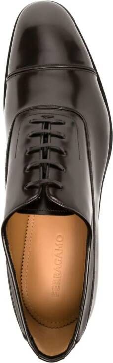 Ferragamo patent-finish leather Oxford shoes Brown