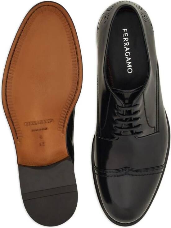 Ferragamo perforated leather Derby shoes Black