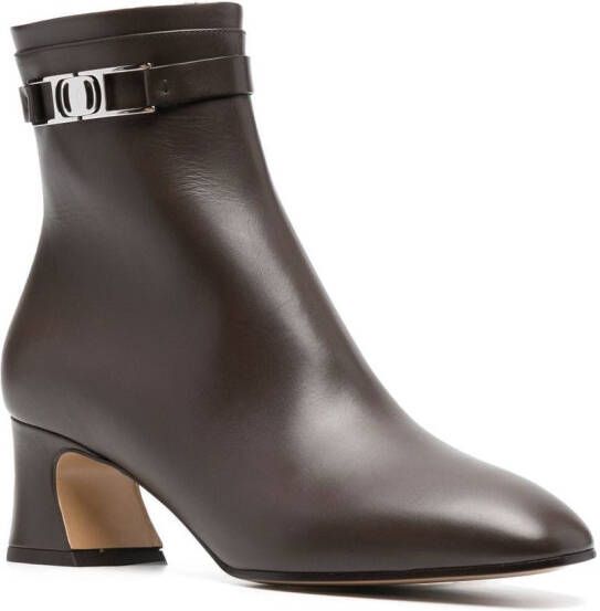 Ferragamo Rego 55 logo-plaque ankle boots Brown