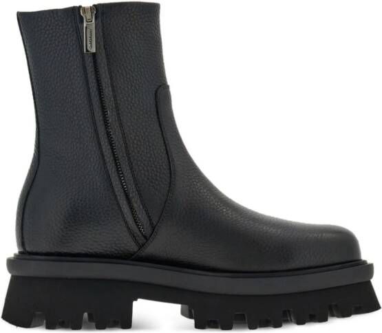 Ferragamo round-toe leather ankle boots Black