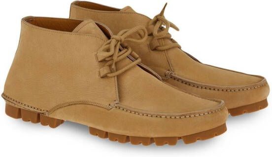 Ferragamo round-toe leather boots Brown