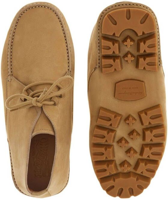 Ferragamo round-toe leather boots Brown