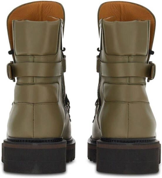 Ferragamo round-toe leather boots Green