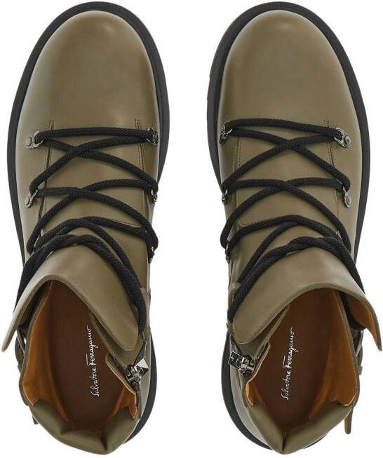 Ferragamo round-toe leather boots Green