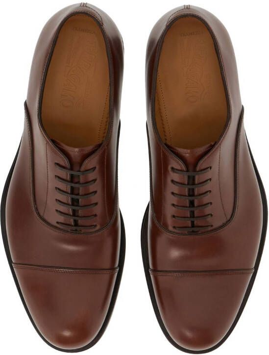 Ferragamo round-toe leather oxford shoes Brown