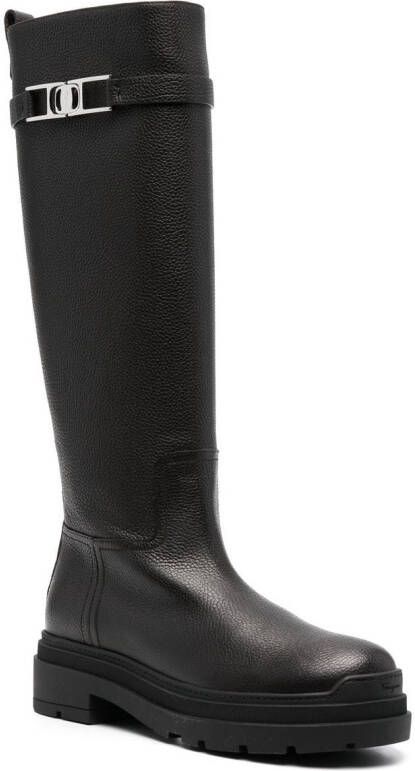 Ferragamo Ryder knee-length leather boots Black