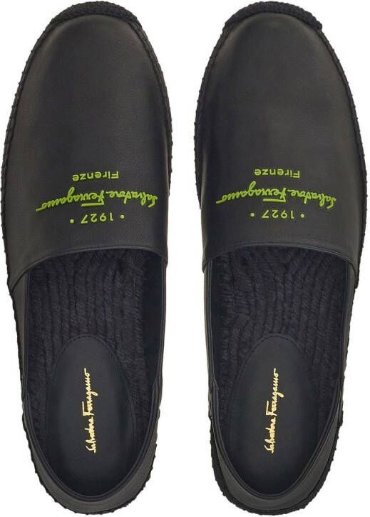 Ferragamo soft leather espadrilles Black