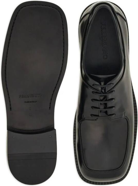 Ferragamo square-toe derby shoes Black