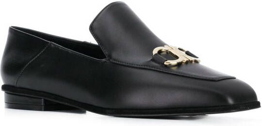 Ferragamo square-toe leather loafers Black